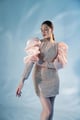 Champagne Sequin Organza Dress Champagne color