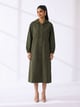Minimal Trench Coat with a Hooded Neckline Green color