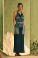 Chinque Terre Mix Match Patched Denim Dress Blue color