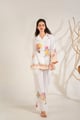 White Floral Shirt Tunic and Trouser Co-ord Set - Moh India - Image 1