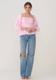 Love Pep Top with Detachable Sleeves Pink color