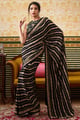 Mehr Embroidered Pre-Draped Saree Black color