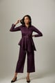 Purple Cotton Satin Shirt and Wide-Leg Pants Co-ord Set - Escape By Aishwarya - Image 1