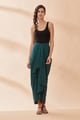 Green Front Cascade Drape Skirt Sea Green color