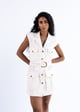 Linen Cargo Dress with Belt White color