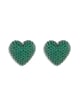 Diamond Mini Heart Studs Green Green color
