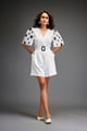 Playsuit with Detailing on the Sleeves Comes with Belt White color