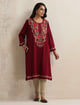 Kashmiri Embroidered Woollen Phiran Kurta Maroon color