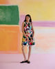 After Hours Short Dress in Arcade Print White/Blue/Yellow color