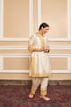 Resham - Short Kurta with Salwar and Dupatta Daisy Ivory color