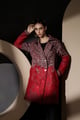 Ruby Lace Long Jacket Burgundy color