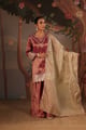 Scallop Gota Tissue Kurta with Sharara and Dupatta Wine color