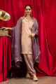 Saanvi Handcrafted Tissue Kurta Set Mauve/Purple color