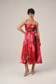 Petal Serenade Linen Dress Red/Pink color
