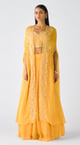 Chiffon Embroidered Cape Set Yellow color