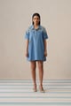 Luna Pearl Denim Dress Blue color