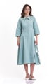 Plume Blue Cotton Satin Fit and Flare Midi Dress - Our Love - Image 1