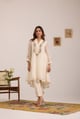 Off White Mul Chanderi High-Low Embroidered Kurta Set - Omi Clothing - Image 1