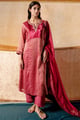 Festival Fuchsia Woven Silk Kurta Set Festival Fuchsia color