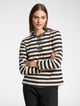 Striped T-Shirt with Dragonflies Embroidery Black/White color