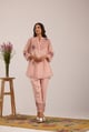 Pink Mul Chanderi Tunic and Straight Pant Co-ord Set - Omi Clothing - Image 1