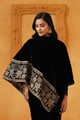 Nayab Velvet Embroidered Poncho Black color