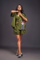 Oversized Cuban Collared Green Shirt Co-Ord Green color