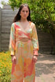 Stella Multi Color Full Sleeve Jumpsuit with Cut Out Beige/Yellow/Pink color