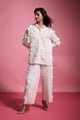 Silk Linen Lace Pant Ivory color