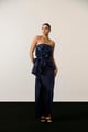 Embellished Drape Dress Blue color