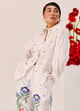 White Handmade Embellished Cotton-Linen Shirt White color