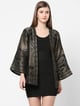 Brocade Horse & Chains Pattern Metallic Jacket Black color