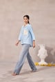 Frost Blue Cotton Poplin Shirt with Applique and Pearl Pocket - 63East - Image 1