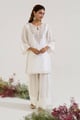 Rosy White Zari Kurta with Farsi Salwar White color