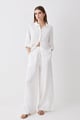 White Cotton Wide-Leg Drawstring Trousers - KAREN MILLEN - Image 1