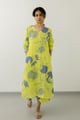 Pomegranate Print Kurta and Pants Set Yellow/Grey color