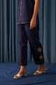 Isabella Cutout Embroidered Pant Navy Blue color