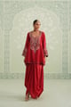 Mina Chanderi Satin Embroidered Matching Set Red color
