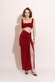 Merlot Textured Crop Top Juno Red color