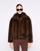 Faux Fur Coat Brown color