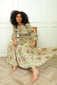 Belle Long Dress White/Green color