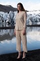 White on Nude Embroidered Pant White/Blush Nude color