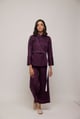 Purple Cotton Satin Shirt and Wide-Leg Pants Co-ord Set - Escape By Aishwarya - Image 1