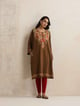 Kashmiri Embroidered Woolen Phiran Kurta Brown color