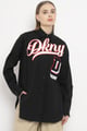Spread Collar Heat of Ny  Patch & Embroidery Shirt Black color