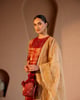Royal Red Gold Embroidered Dupatta Gold color