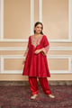 Mehrish - Short Kalidaar Chauga with Salwar Deep Red color