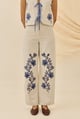 Saras Handloom Denim Trousers Off-White/Blue color