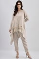 Beige Emb Tunic Pants Beige color