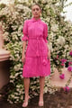 Cosmos Pink Midi Shirt Dress Pink color